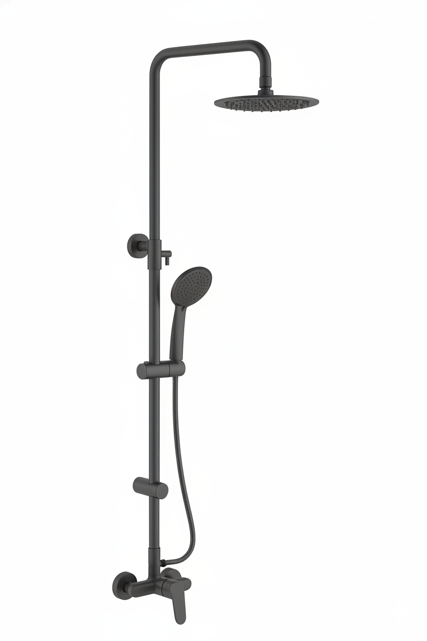 Monomando ducha columna 2V. Avance telesc. Roc. Red. 250mm INOX Grafito Cepillado AVA37647GR Griferias Borras