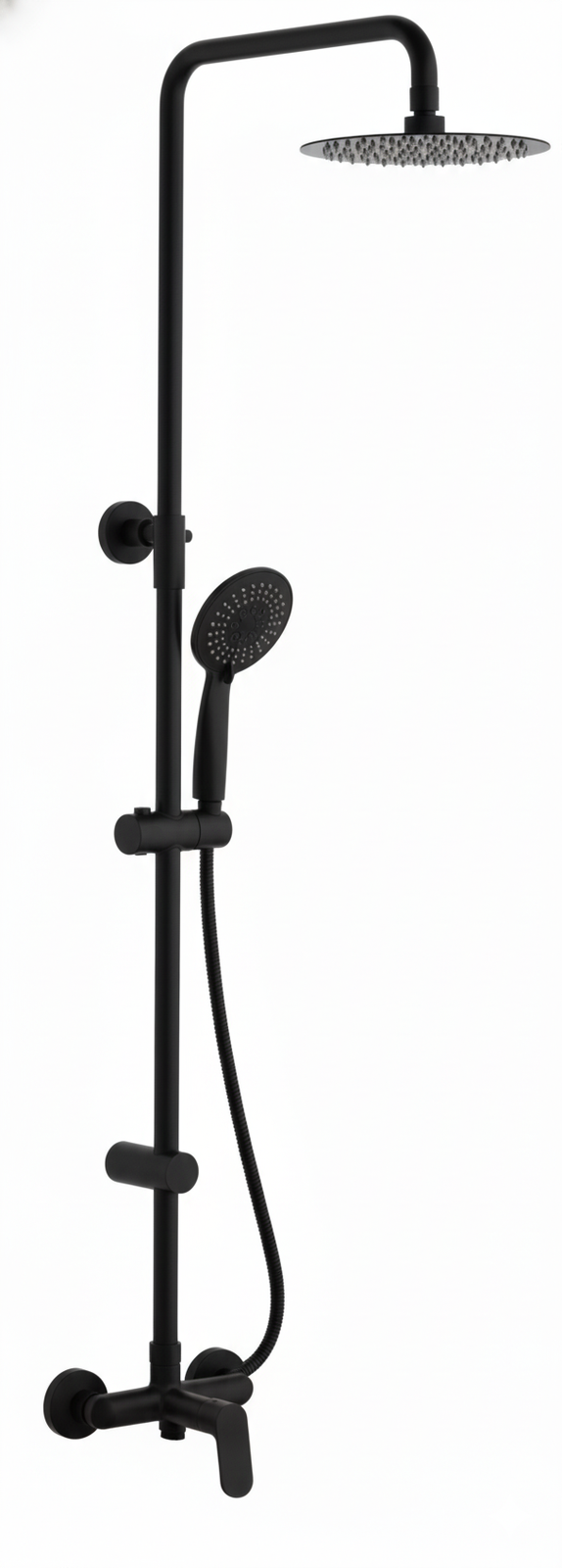Monomando ducha columna 2V. Avance telesc. Roc. Red. 250mm INOX Negro mate AVA37647NM Griferias Borras