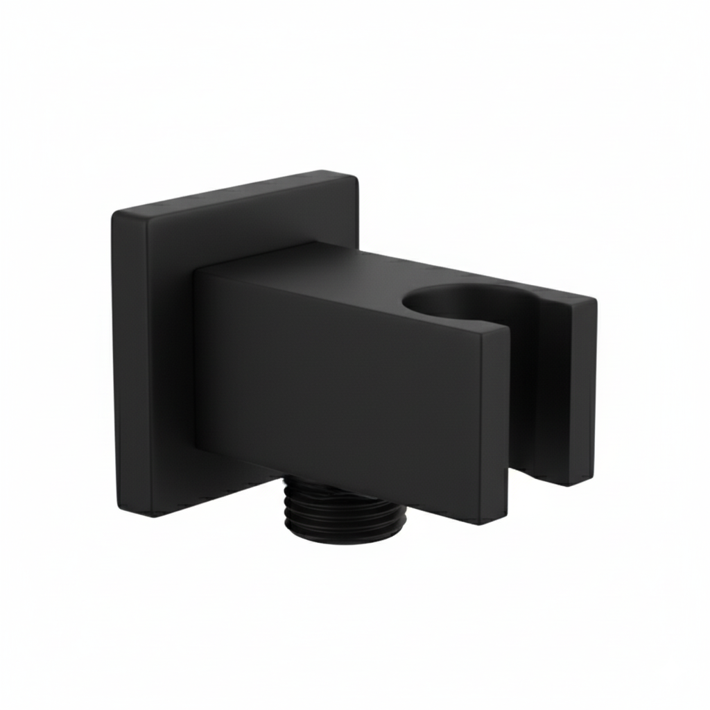 Soporte con toma cuadrado Ducha lat�n Negro mate B3066NM Griferias Borras