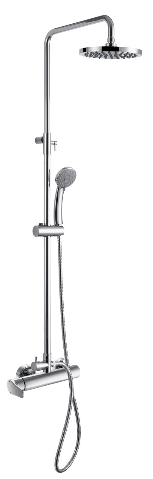 Monomando ducha columna 2V. Barcelona telesc. Roc. Red. 250mm INOX cromado BCN08647C Griferias Borras