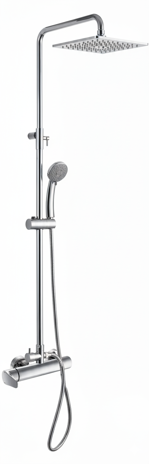 Monomando ducha columna 2V. Barcelona telesc. roc. cuadrado. 250mm INOX cromado BCN08648C Griferias Borras