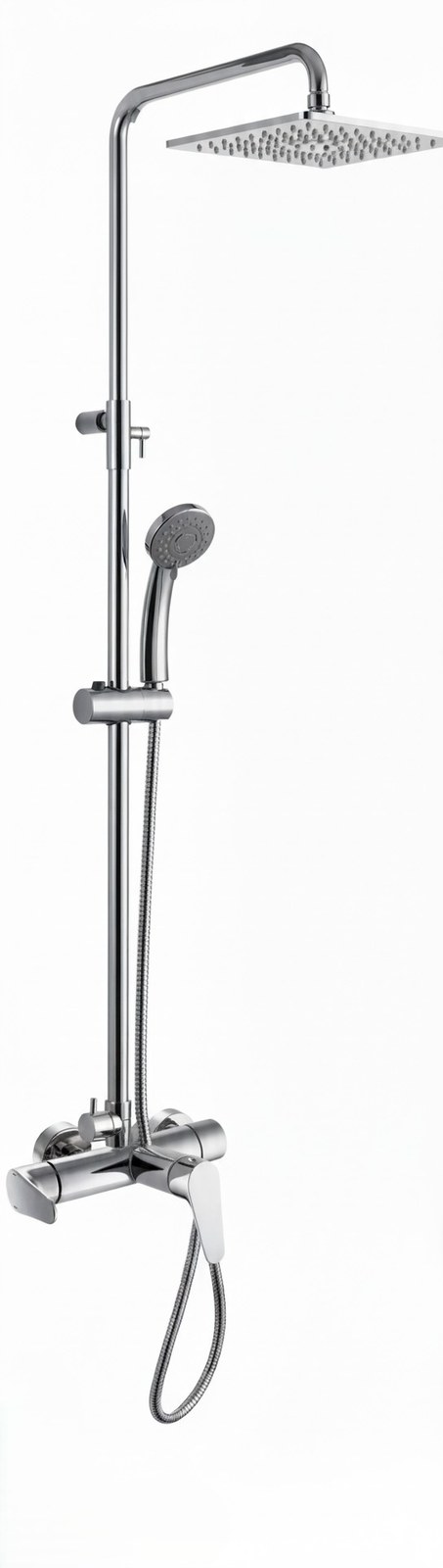 Monomando ba�o-ducha columna 3V. Barcelona telesc. roc. cuadrado. 250mm INOX cromado BCN81268C Griferias Borras