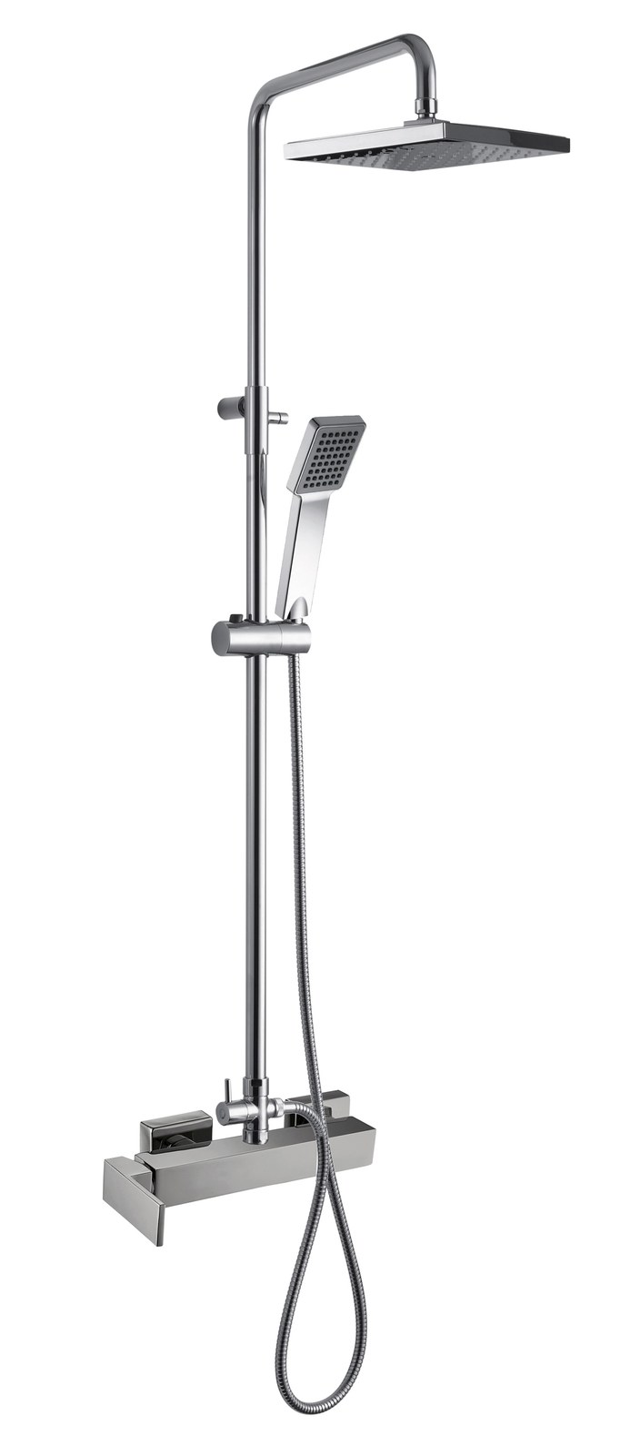 Monomando ducha columna 2V. Catania telesc. roc. cuadrado. 250mm INOX cromado CAT17148C Griferias Borras