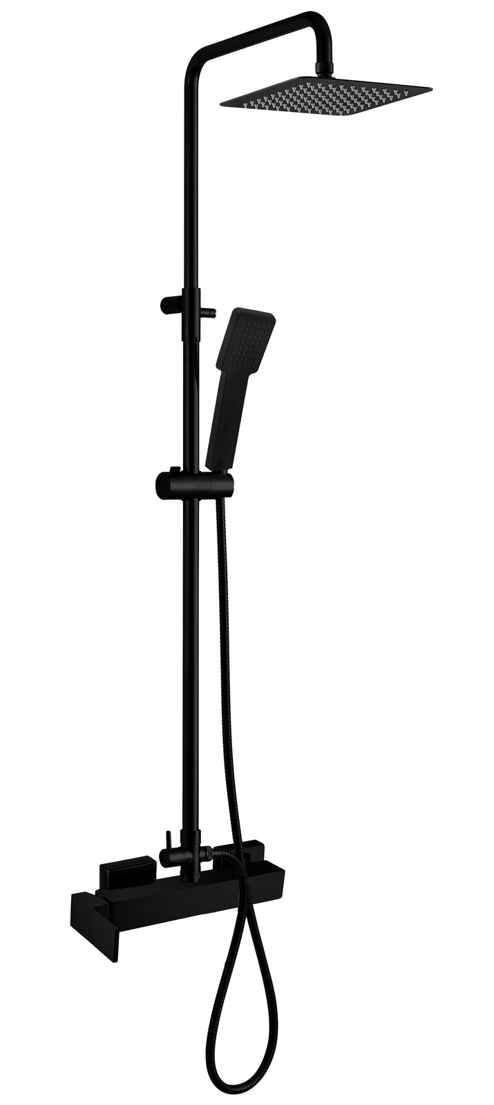 Monomando ducha columna 2V. Catania telesc. roc. cuadrado. 250mm INOX Negro mate CAT17148NM Griferias Borras