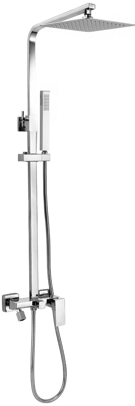 Monomando ducha columna 3V. Catania recta 3 salidas roc. Cuadr. 250mm INOX cromado CAT1794C Griferias Borras