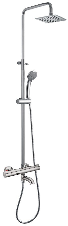 Termost�tica ba�o-ducha columna 3V. THERM-BO telesc. roc. cuadrado. 250mm INOX cromado DFW1448C Griferias Borras