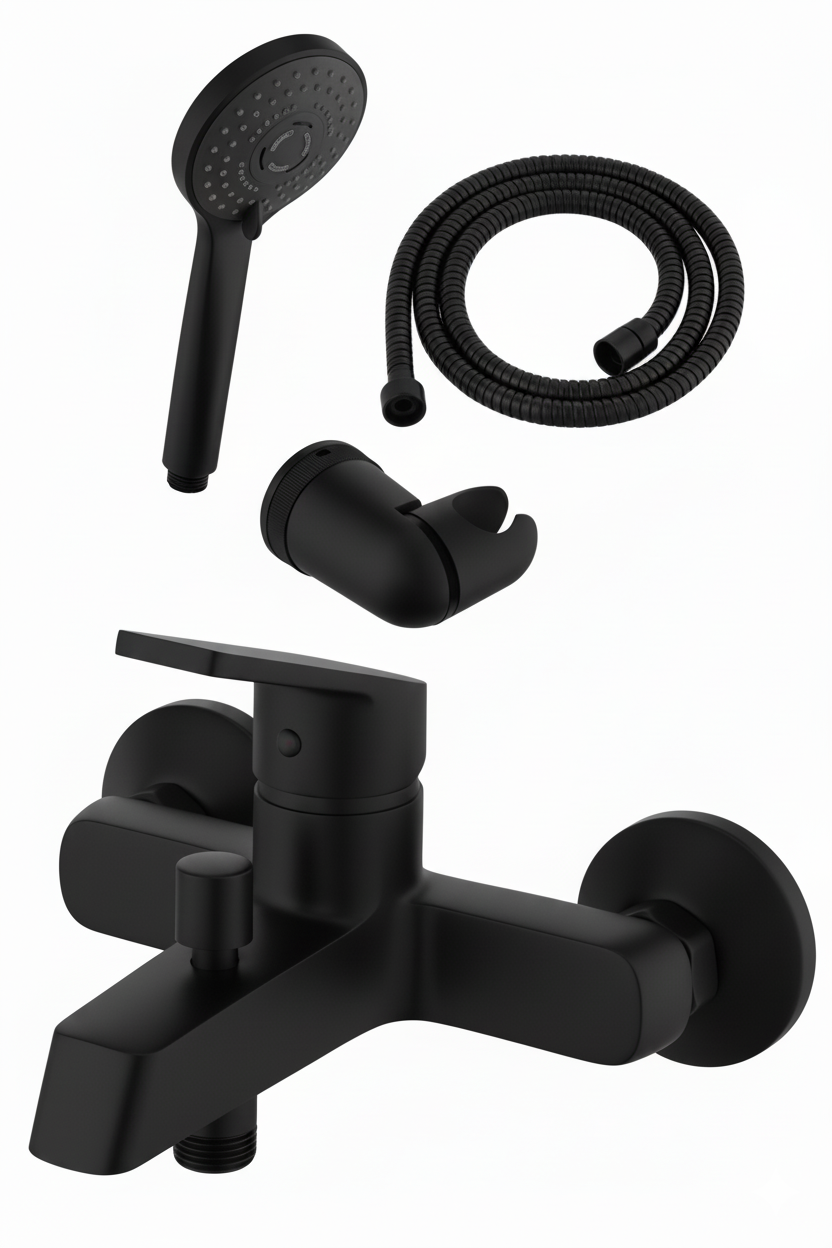 Monomando ba�o-ducha Dubai  Negro mate DUB2953NM Griferias Borras
