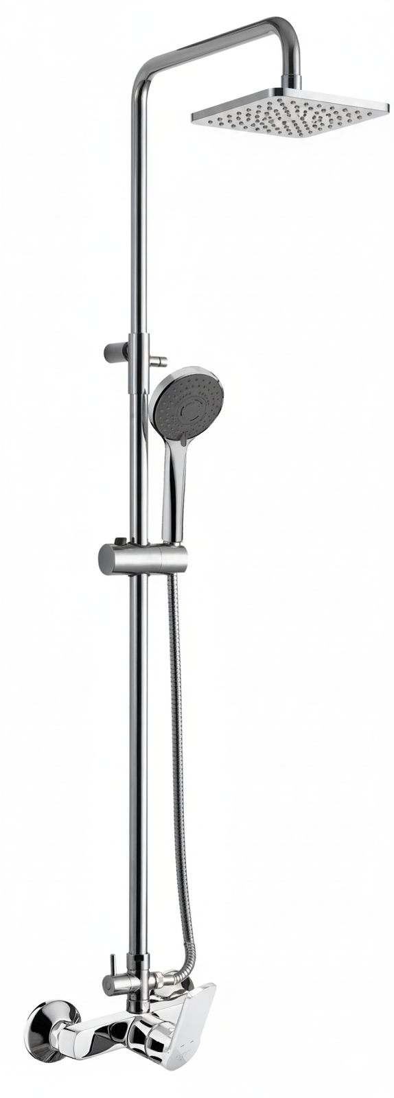 Monomando ducha columna 2V. Dubai telesc. roc. cuadrado. 250mm INOX cromado DUB2948C Griferias Borras
