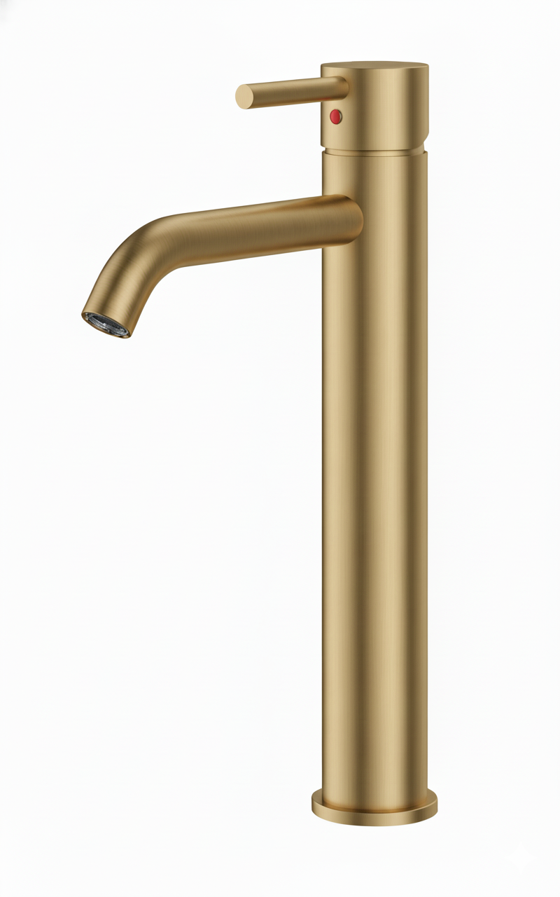 Monomando lavabo alto Evolution  Dorado cepillado EVO04611TG Griferias Borras