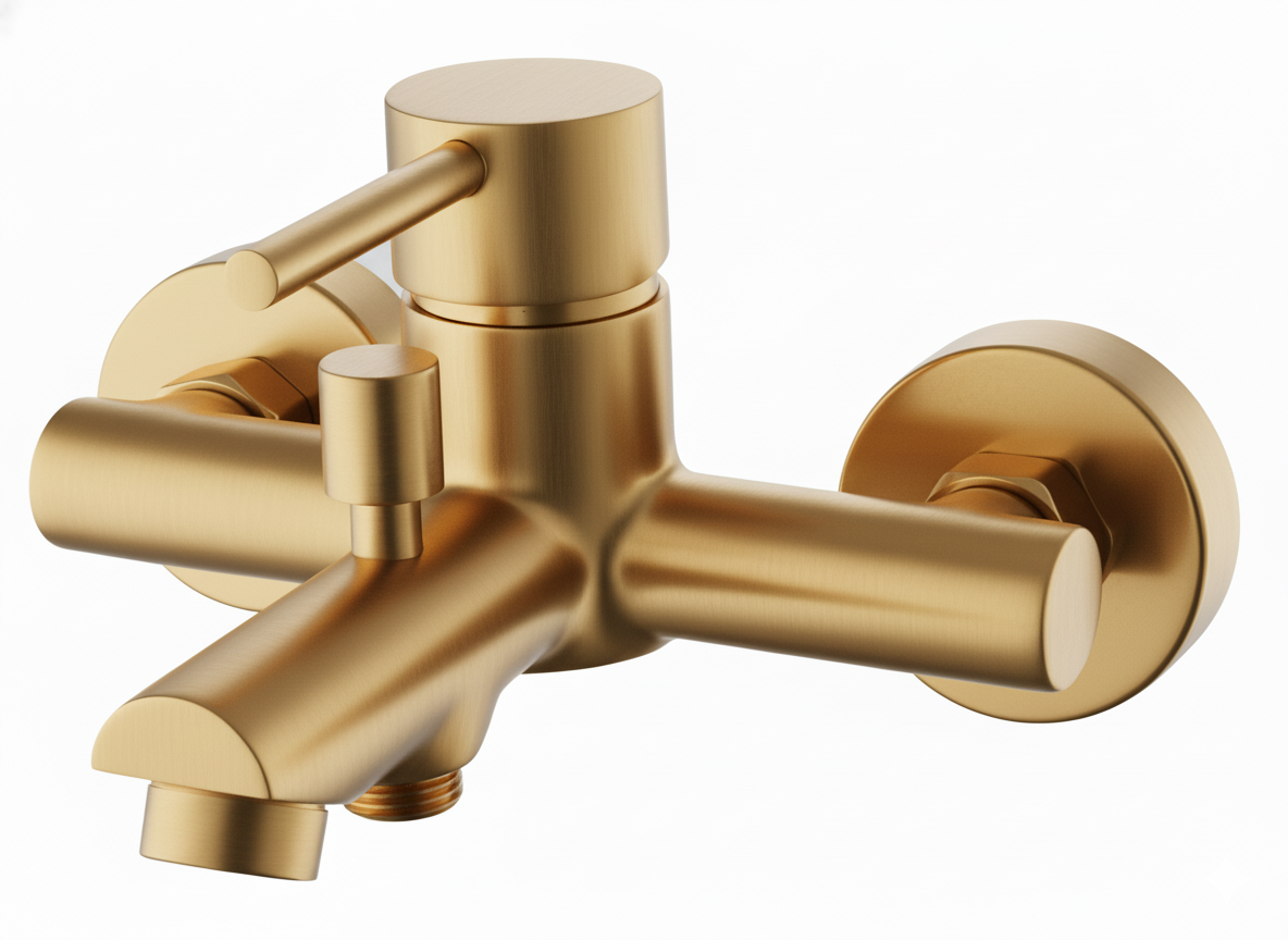 Monomando ba�o-ducha Evolution  Dorado cepillado EVO0463TG Griferias Borras