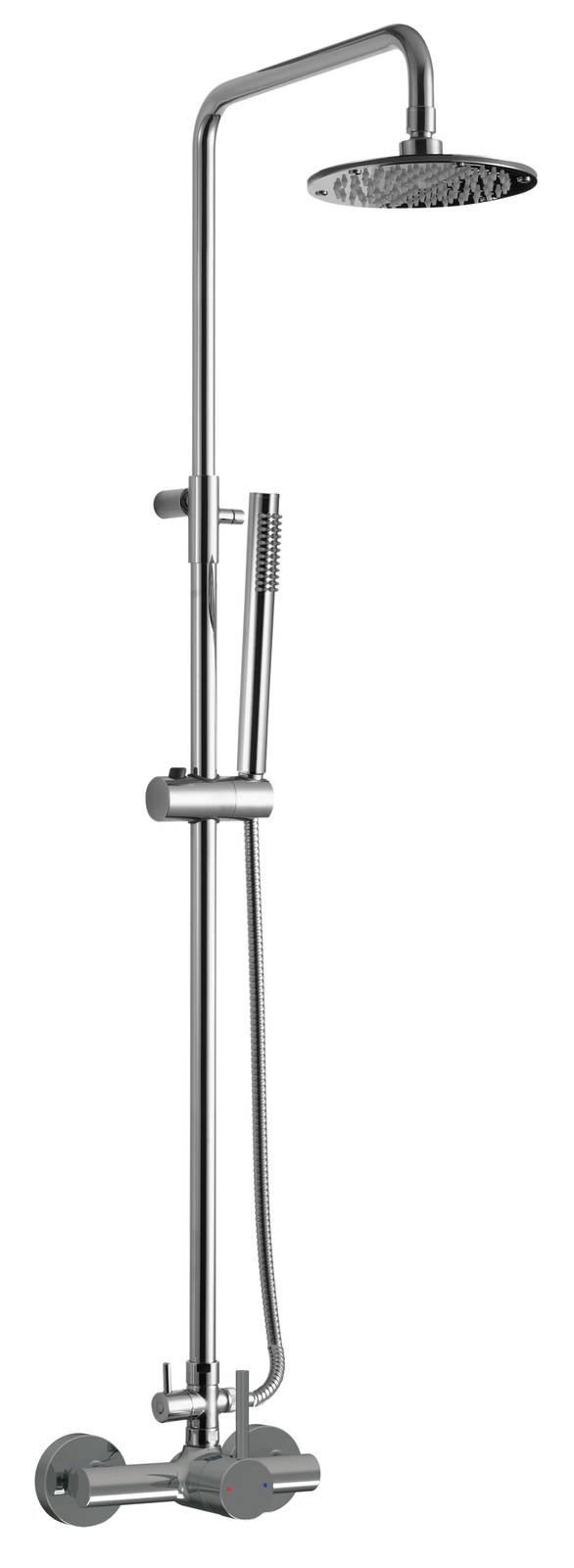 Monomando ducha columna 2V. Evolution telesc. Roc. Red. 250mm INOX cromado EVO04647C Griferias Borras
