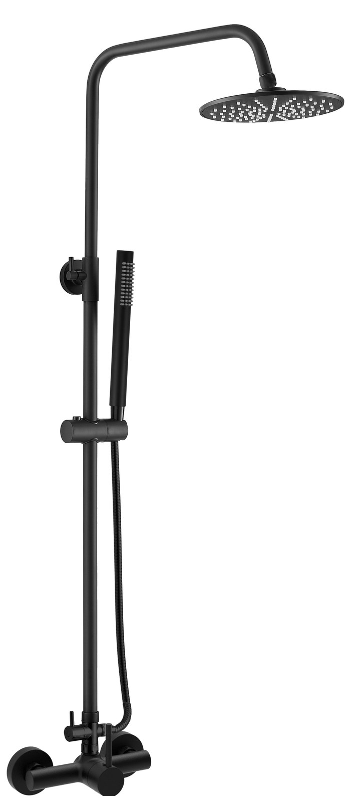Monomando ducha columna 2V. Evolution telesc. Roc. Red. 250mm INOX Negro mate EVO04647NM Griferias Borras