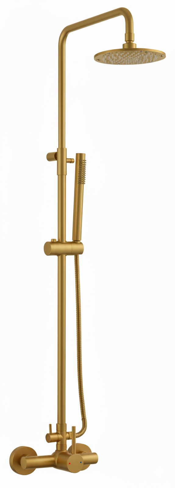 Monomando ducha columna 2V. Evolution telesc. Roc. Red. 250mm INOX Dorado cepillado EVO04647TG Griferias Borras