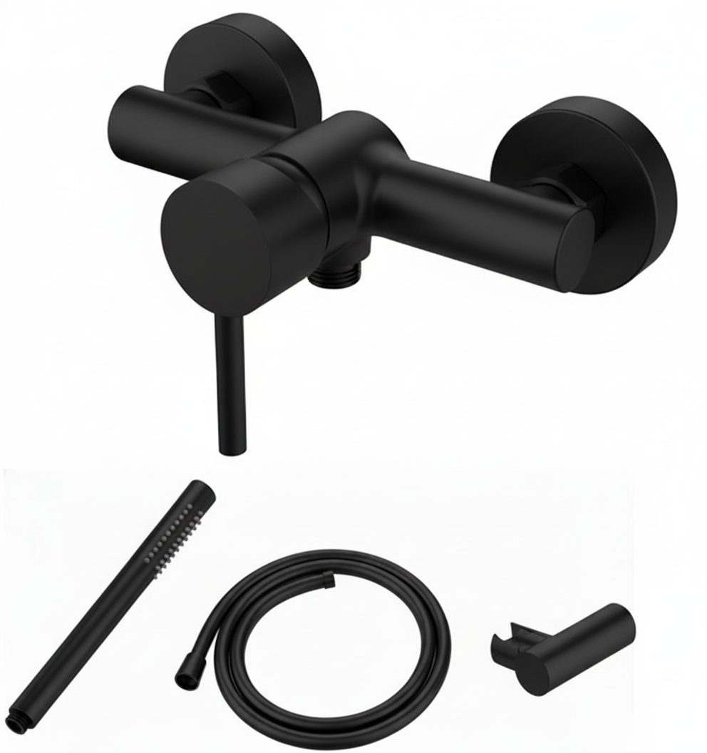 Monomando ducha Evolution  Negro mate EVO0464NM Griferias Borras