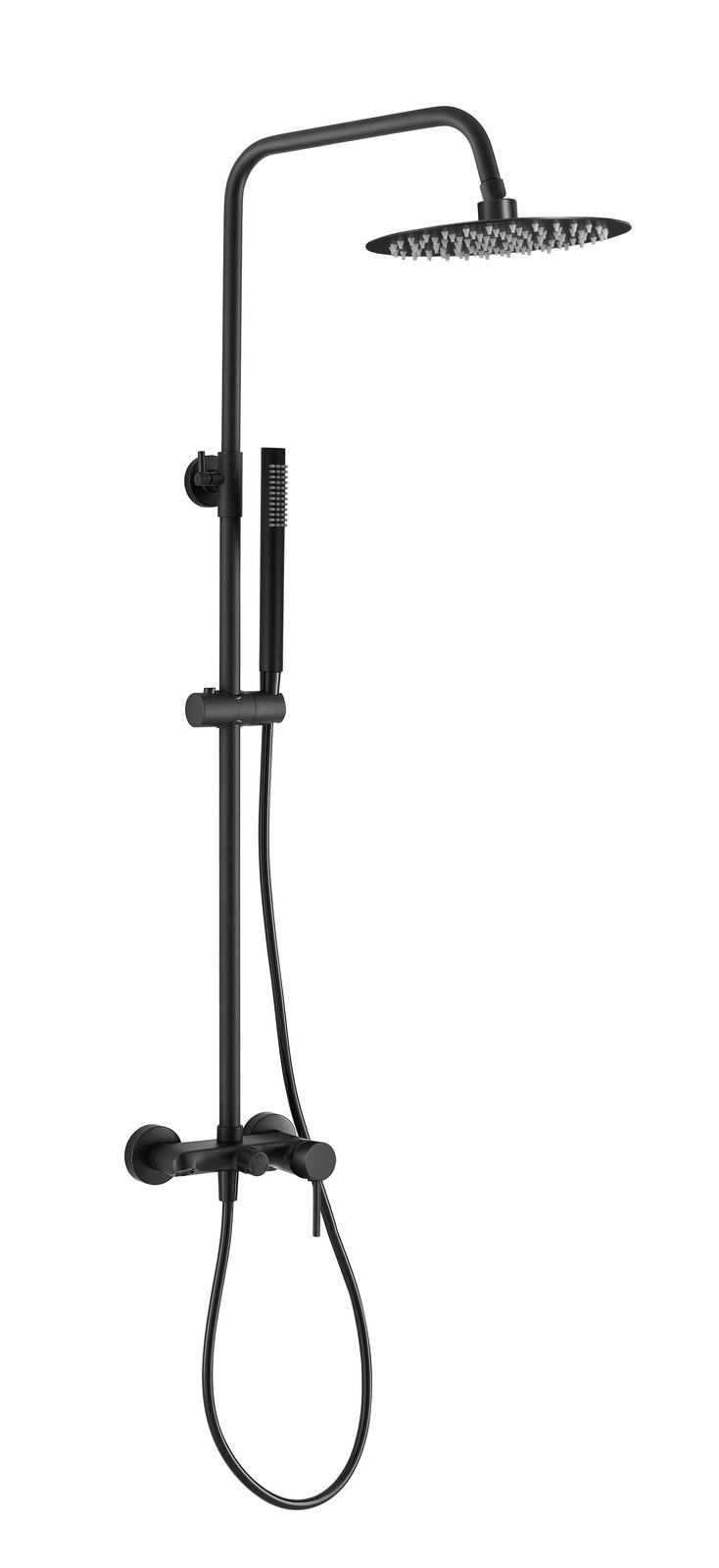 Monomando ba�o-ducha columna 3V. Evolution telesc. Roc. Red. 250mm INOX Negro mate EVO1793NM Griferias Borras