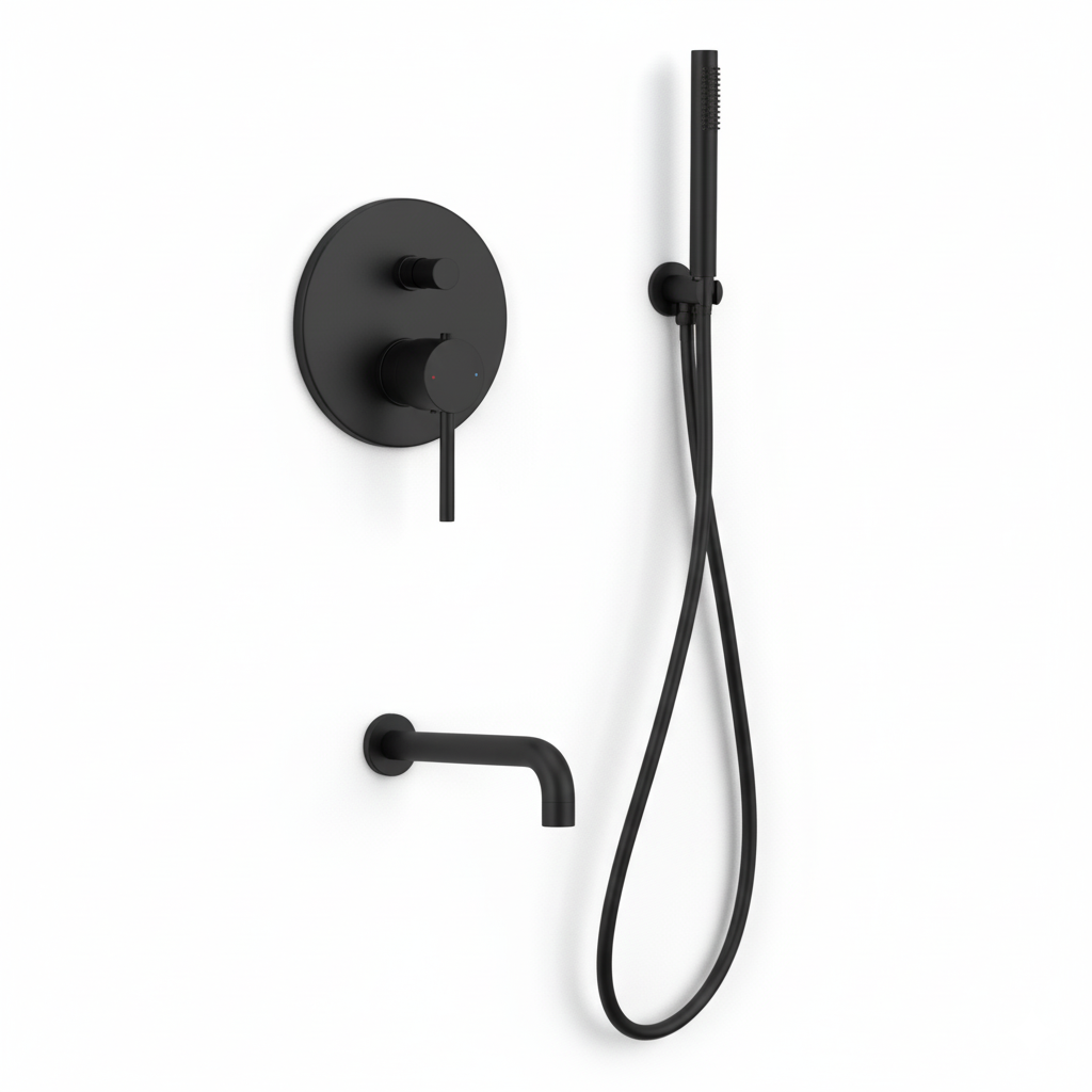 Monomando ba�o-ducha empotrado Evolution 2V. Negro mate EVO209NM Griferias Borras