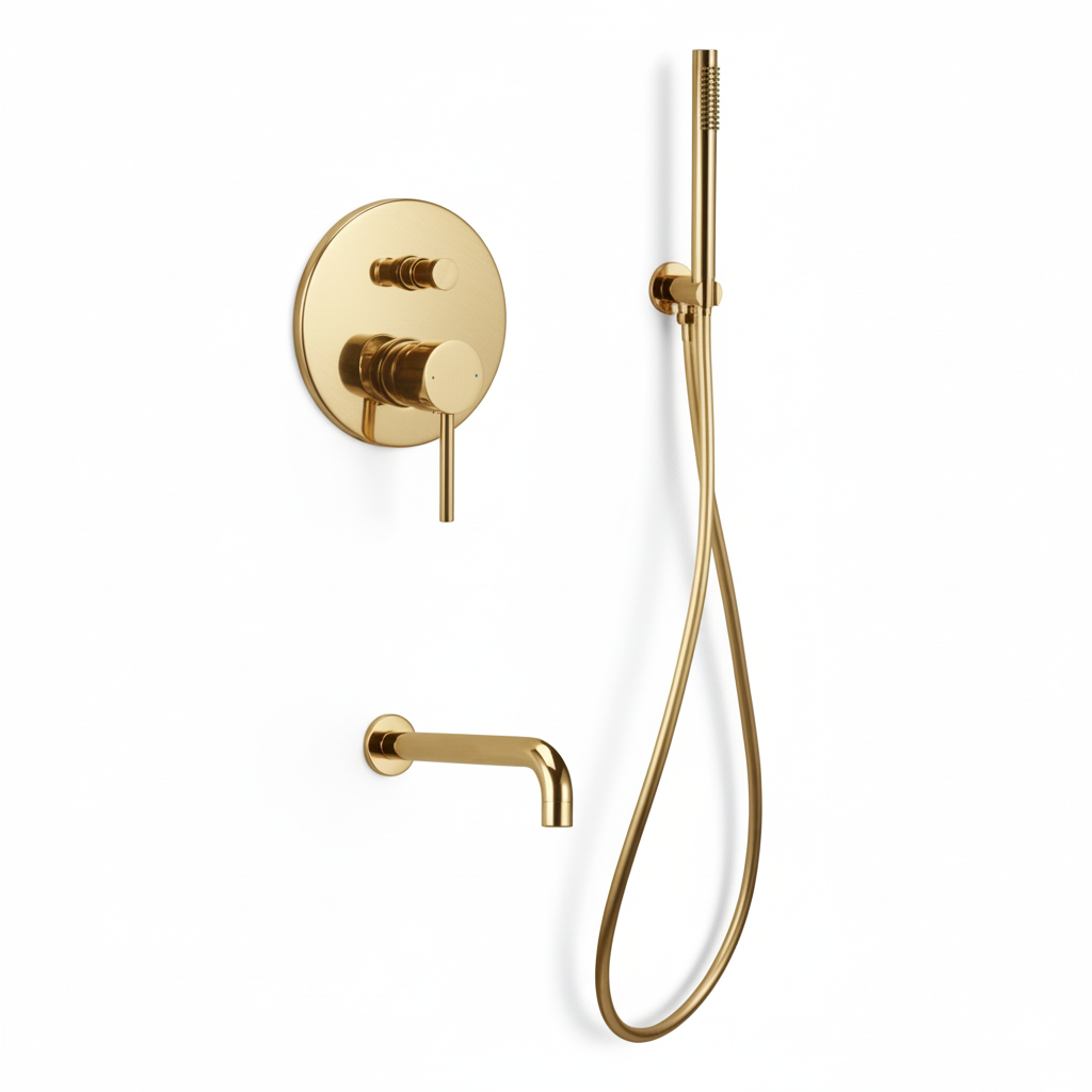 Monomando ba�o-ducha empotrado Evolution 2V. Dorado cepillado EVO209TG Griferias Borras
