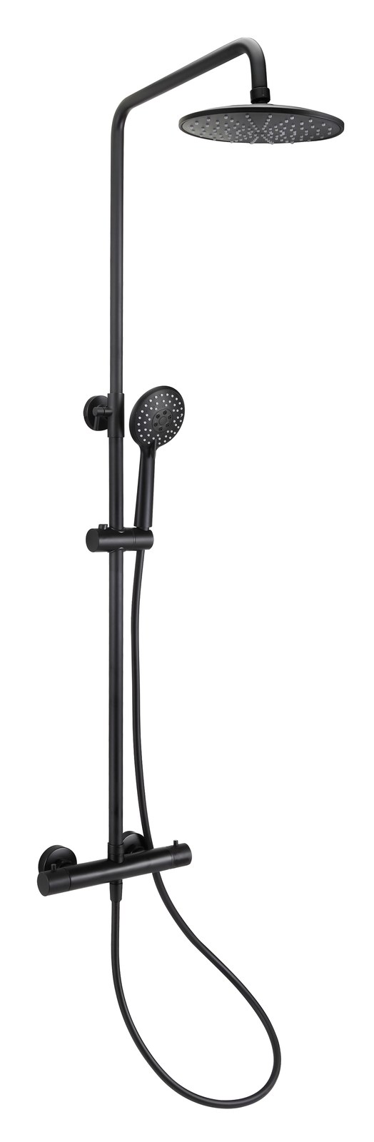 Termost�tica ducha columna 2V. THERM-BO telesc. Roc. Red.400mm INOX Negro mate EVO557-4NM Griferias Borras