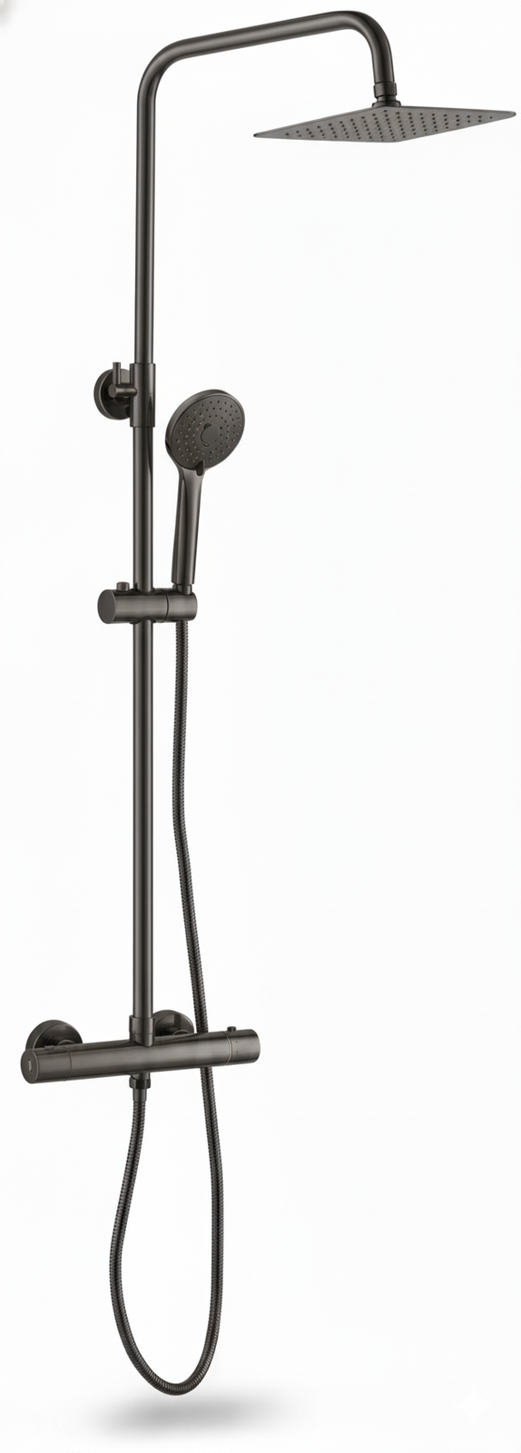 Termost�tica ducha columna 2V. THERM-BO telesc. roc. cuadrado. 400mm INOX Grafito Cepillado EVO558-4GR Griferias Borras