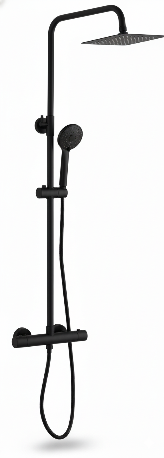 Termost�tica ducha columna 2V. THERM-BO telesc. roc. cuadrado. 400mm INOX Negro mate EVO558-4NM Griferias Borras