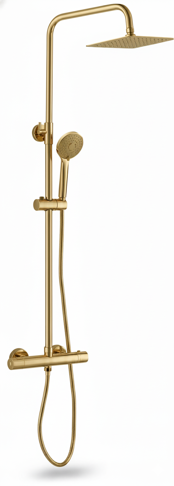 Termost�tica ducha columna 2V. THERM-BO telesc. roc. cuadrado. 400mm INOX Dorado cepillado EVO558-4TG Griferias Borras