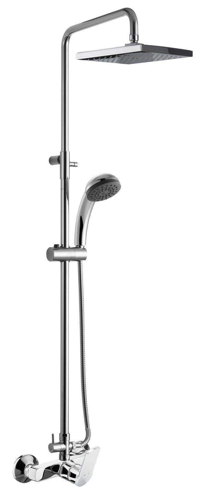 Monomando ducha columna 2V. Girona telesc. roc. cuadrado. 250mm INOX cromado GIR25448C Griferias Borras