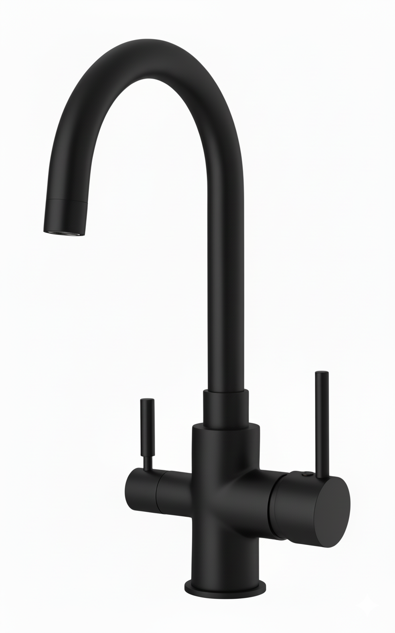 Monomando  Fregadero Cocina Osmosis curvo Negro mate M2065NM Griferias Borras