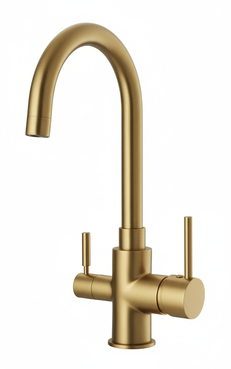 Monomando  Fregadero Cocina Osmosis curvo Dorado cepillado M2065TG Griferias Borras