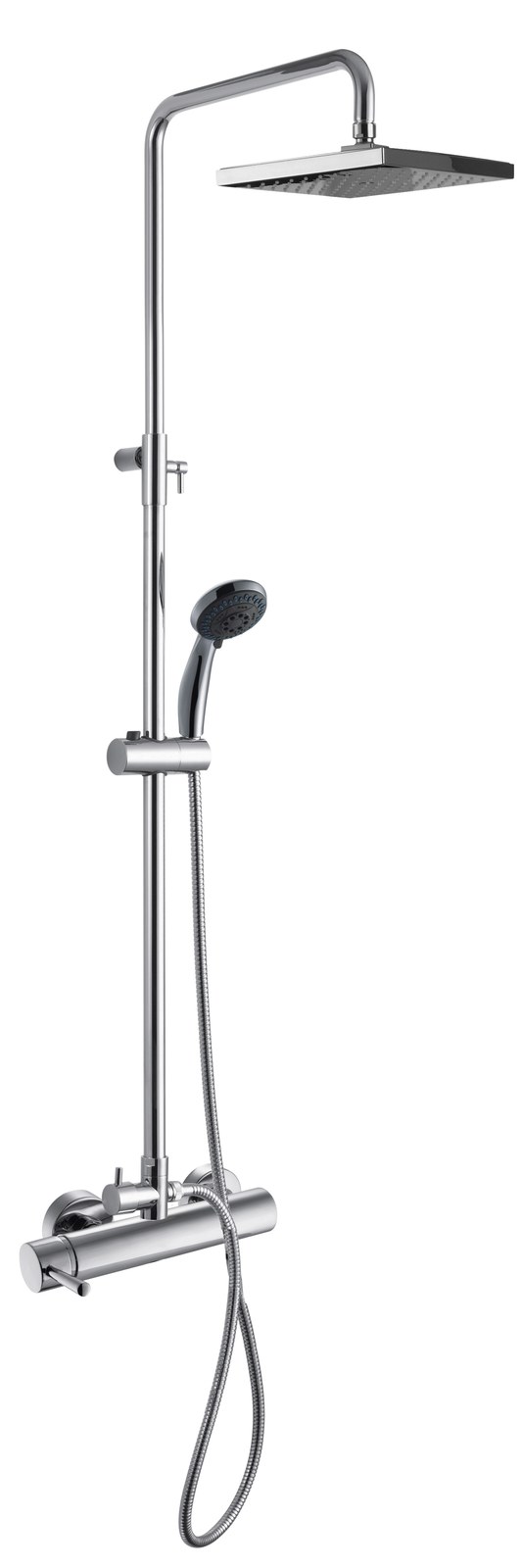 Monomando ducha columna 2V. Milan telesc. roc. cuadrado. 250mm INOX cromado MIL03448C Griferias Borras