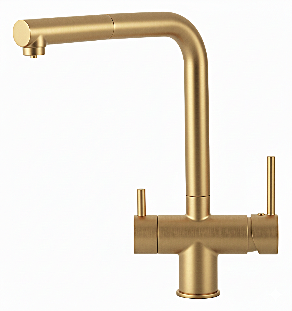 Monomando  Fregadero Cocina Osmosis Extra�ble Dorado cepillado NAT1785TG Griferias Borras
