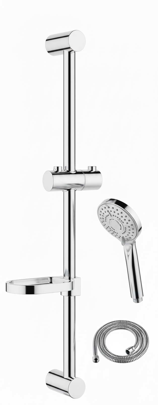 Acc. Barra ajustable 2 s. con jabonera Ducha con set ducha cromado SB40161C Griferias Borras