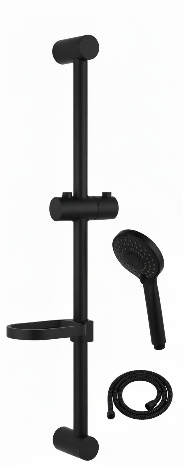 Acc. Barra ajustable 2 s. con jabonera Ducha con set ducha Negro mate SB40161NM Griferias Borras