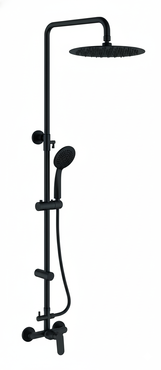 Monomando ducha columna 2V. Talent telesc. Roc. Red. 250mm INOX Negro mate TAL36847NM Griferias Borras