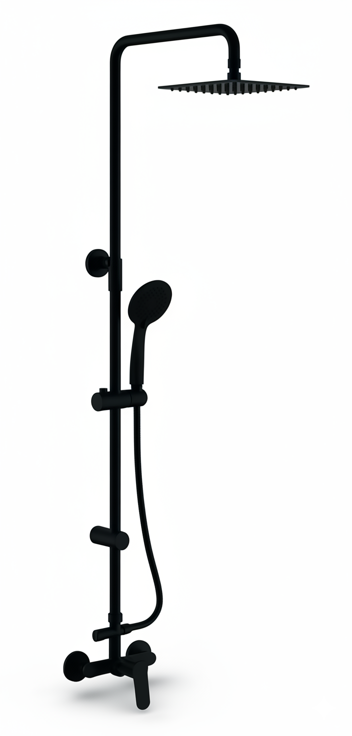 Monomando ducha columna 2V. Talent telesc. roc. cuadrado. 250mm INOX Negro mate TAL36848NM Griferias Borras