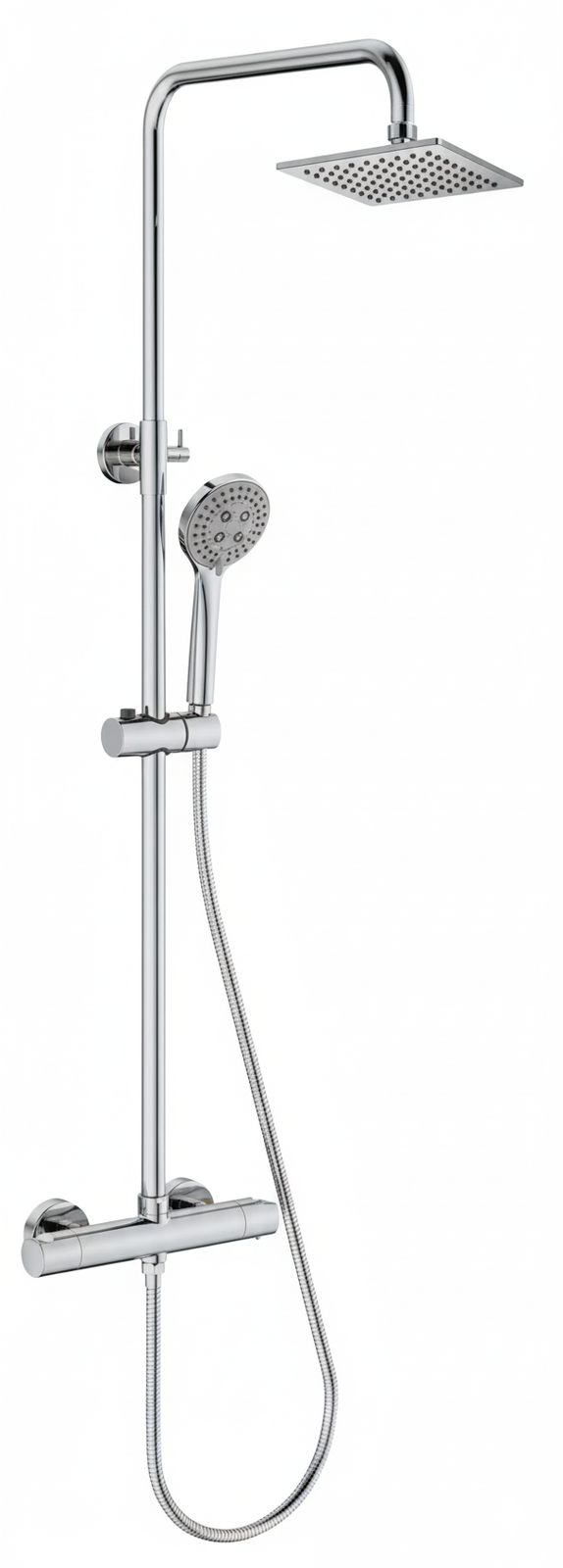 Termost�tica ducha columna 2V. THERM-BO telesc. roc. cuadrado. 250mm INOX cromado TAL608C Griferias Borras