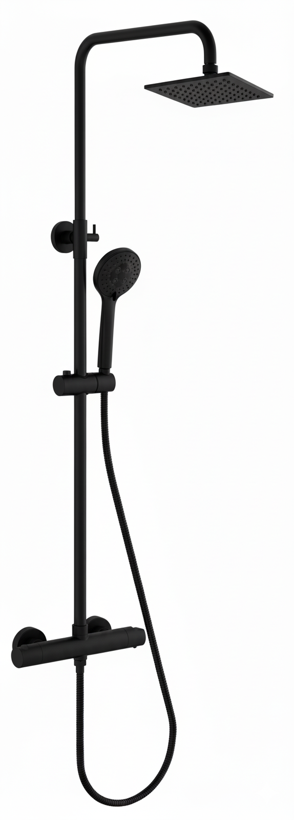 Termost�tica ducha columna 2V. THERM-BO telesc. roc. cuadrado. 250mm INOX Negro mate TAL608NM Griferias Borras