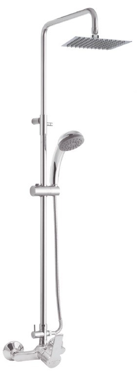 Monomando ducha columna 2V. Tokio telesc. roc. cuadrado. 250mm INOX cromado TOK29848C Griferias Borras