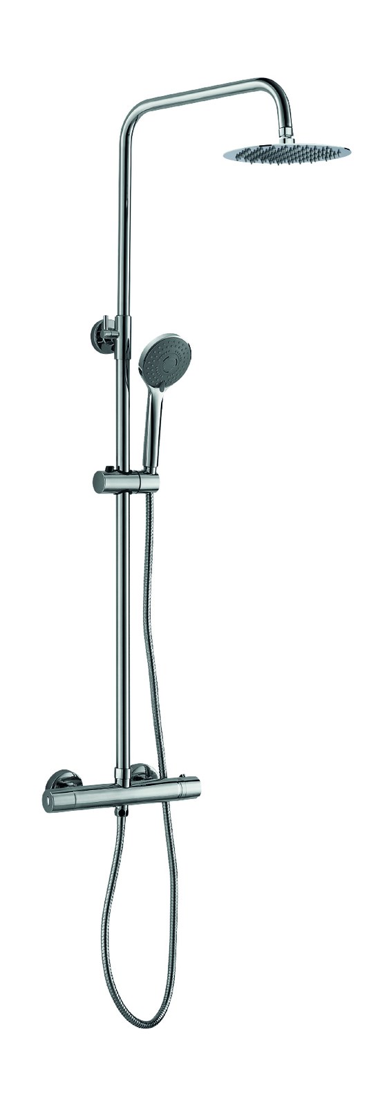 Monomando ducha columna 2V. UNI telesc. Roc. Red. 250mm INOX cromado UNI1557-2C Griferias Borras