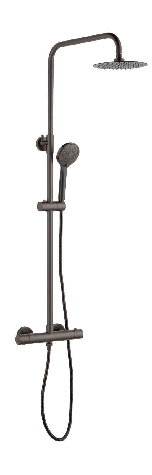 Monomando ducha columna 2V. UNI telesc. Roc. Red. 250mm INOX Grafito Cepillado UNI1557-2GR Griferias Borras