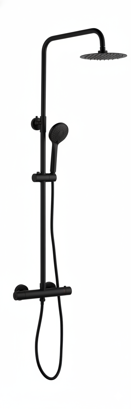 Monomando ducha columna 2V. UNI telesc. Roc. Red. 250mm INOX Negro mate UNI1557-2NM Griferias Borras