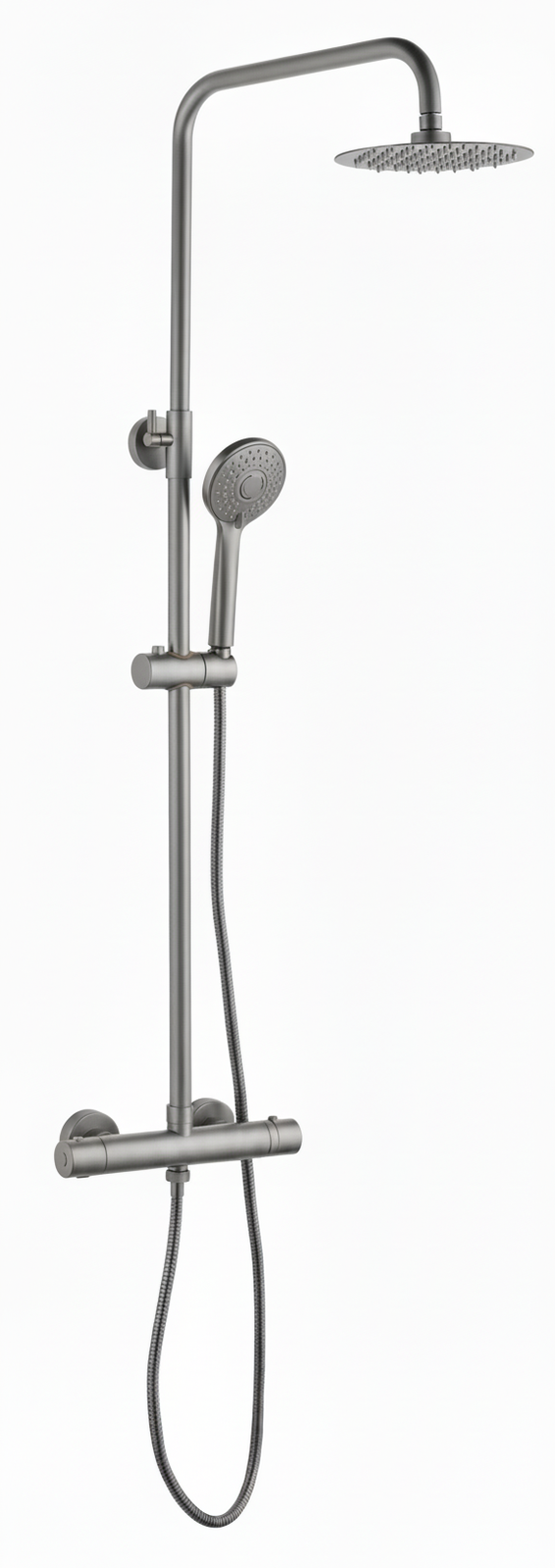 Monomando ducha columna 2V. UNI telesc. Roc. Red. 250mm INOX Acero inoxidable UNI1557-2SS Griferias Borras
